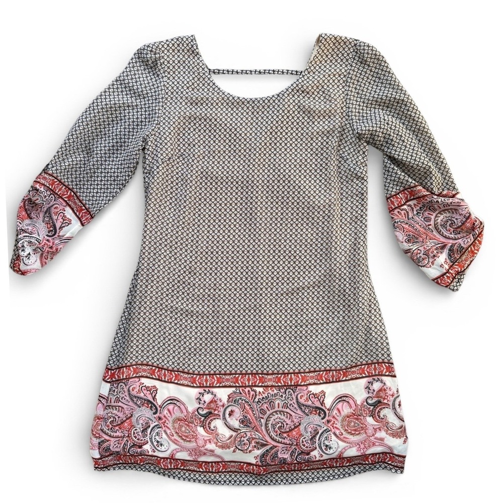 Speechless Paisley Geometric Shift Dress Womens Small Pink Black Excellent Boho